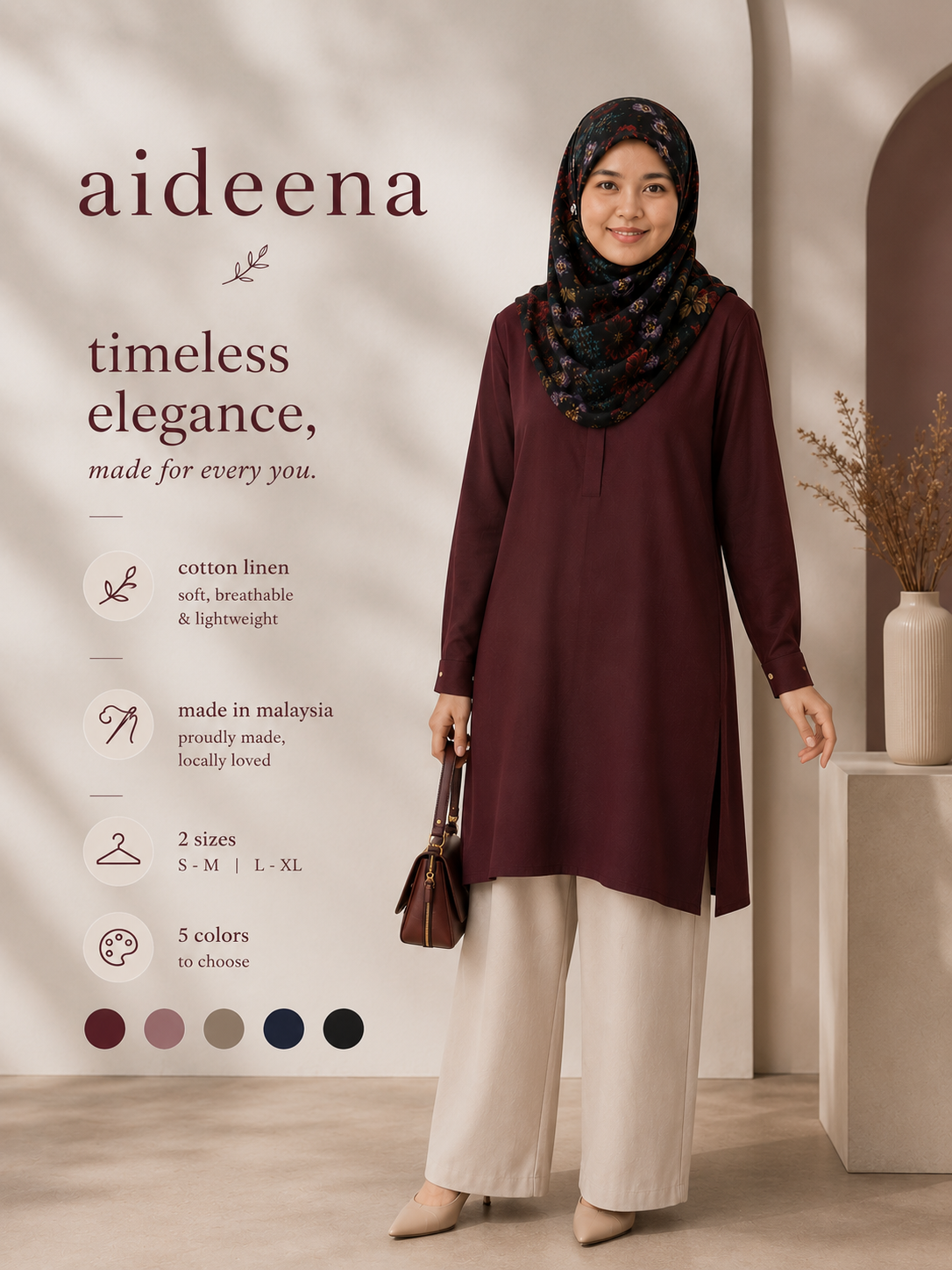aideena Everyday Cotton Linen Long Blouse